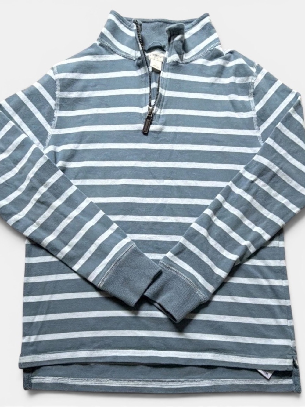 Crewcuts J.Crew Kids Large Striped Quarter Zip Pullover Blue Sweatshirt